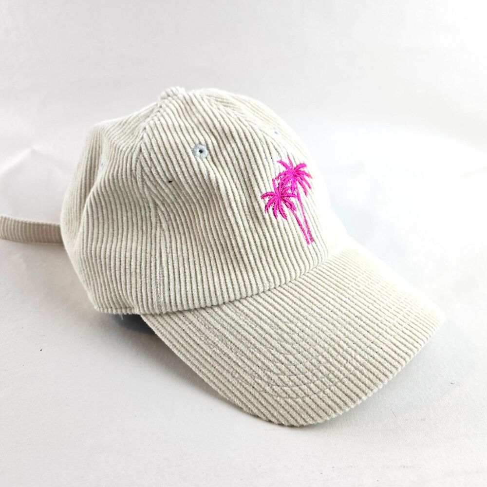 KBETHOS Classics Corduroy Hat Cream Palm Trees Calliefornia Adjustable Strapback